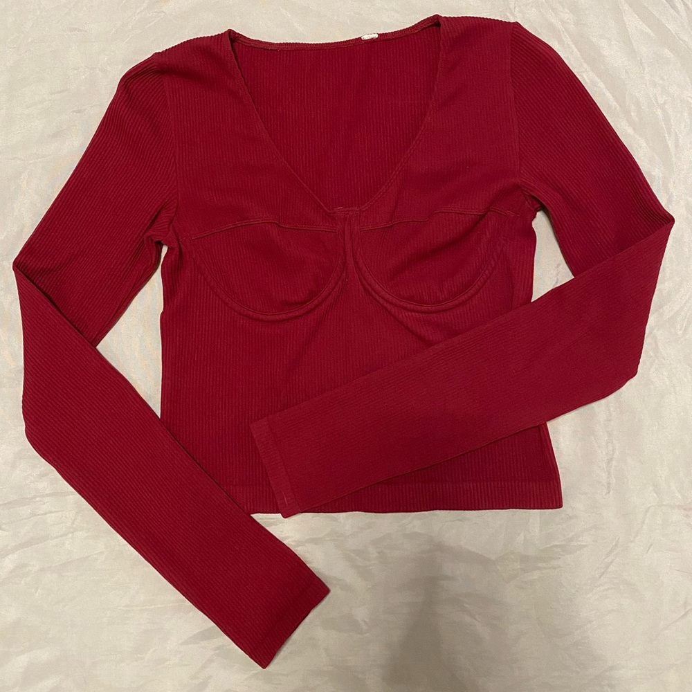 Burgundy Garage Ribbed Top